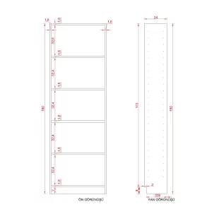 AND SUNTALAM KİTAPLIK ( 180 X 60 X 24 )