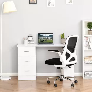 3 ÇEKMECELİ RAFLI ÇALIŞMA MASASI 120 CM BEYAZ RENK 