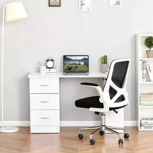 3 ÇEKMECELİ RAFLI ÇALIŞMA MASASI 120 CM BEYAZ RENK 