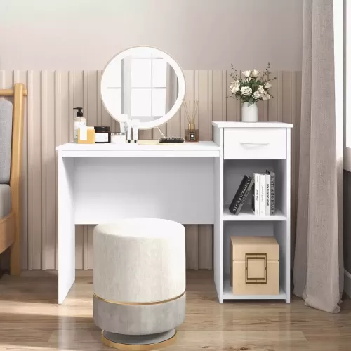 1 ÇEKMECELİ 2 RAFLI ÇALIŞMA MASASI BEYAZ RENK 