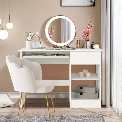 1 ÇEKMECELİ 2 RAFLI 1 KLAVYE ÇEKMECELİ BİLGİSAYAR ÇALIŞMA MASASI BEYAZ RENK 