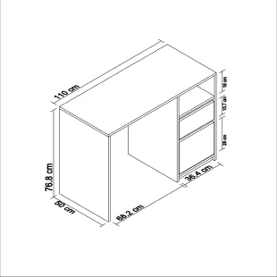 2 ÇEKMECELİ 1 RAFLI 110 CM BİLGİYASAR ÇALIŞMA MASASI BEYAZ RENK