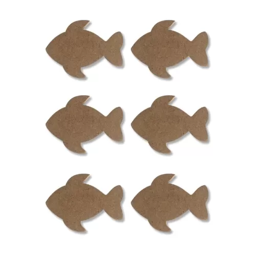 6’lı Mini Balık Obje Set 4 mm ham mdf
