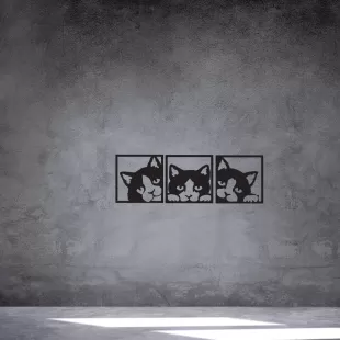 Rafkestir Kedi Figürü Ahşap 29x29 Cm Mdf Dekoratif  Dekor Duvar Tablo - Duvar Süsü