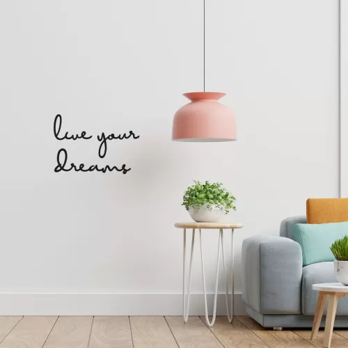 Rafkestir Live Your Dreams yazi Figürü Ahşap Mdf Dekoratif Dekor Duvar Tablo - Duvar Süsü
