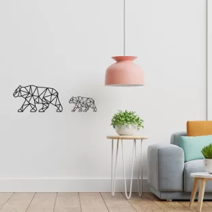 Rafkestir 2li Ayı Figürü Ahşap Mdf Dekoratif Dekor Duvar Tablo - Duvar Süsü