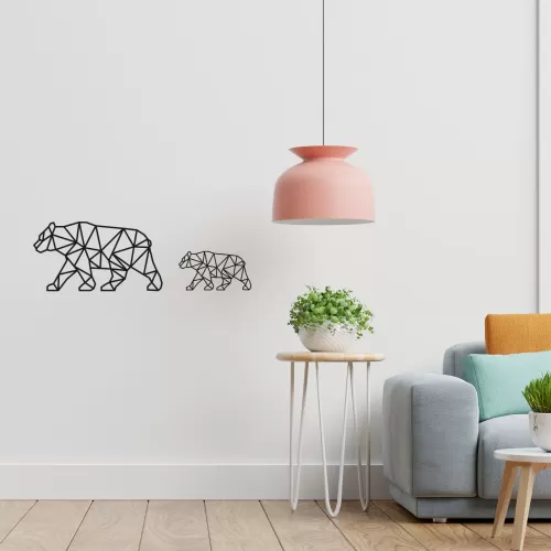 Rafkestir 2li Ayı Figürü Ahşap Mdf Dekoratif Dekor Duvar Tablo - Duvar Süsü