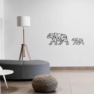 Rafkestir 2li Ayı Figürü Ahşap Mdf Dekoratif Dekor Duvar Tablo - Duvar Süsü