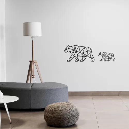 Rafkestir 2li Ayı Figürü Ahşap Mdf Dekoratif Dekor Duvar Tablo - Duvar Süsü