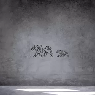 Rafkestir 2li Ayı Figürü Ahşap Mdf Dekoratif Dekor Duvar Tablo - Duvar Süsü