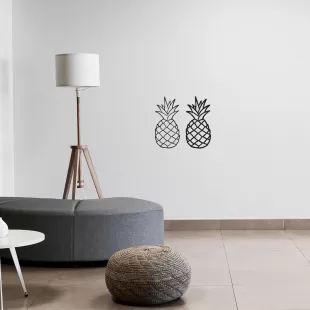Rafkestir 2 Li Ananas Figürü Ahşap 18 x 40 Cm Mdf Dekoratif Dekor Duvar Tablo - Duvar Süsü