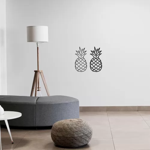 Rafkestir 2 Li Ananas Figürü Ahşap 18 x 40 Cm Mdf Dekoratif Dekor Duvar Tablo - Duvar Süsü