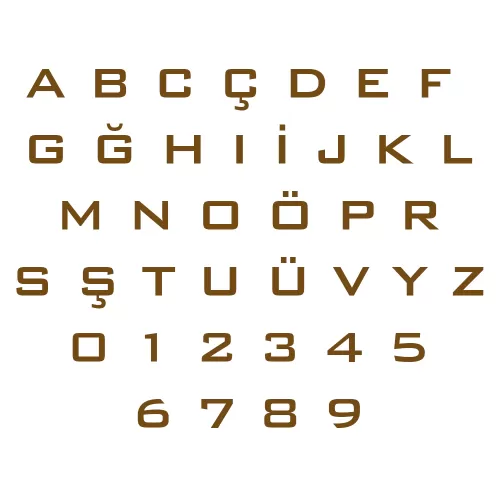 PLEKSİ 1 MM YAPIŞKANLI GOLD RENK HARFLER - 3