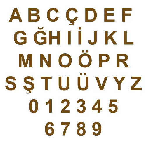 PLEKSİ 1 MM YAPIŞKANLI GOLD RENK HARFLER - 1