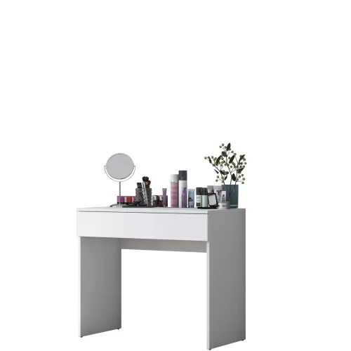 MAKYAJ TUVALET MASASI ÇEKMECELİ BÖLMELİ BEYAZ RENK 